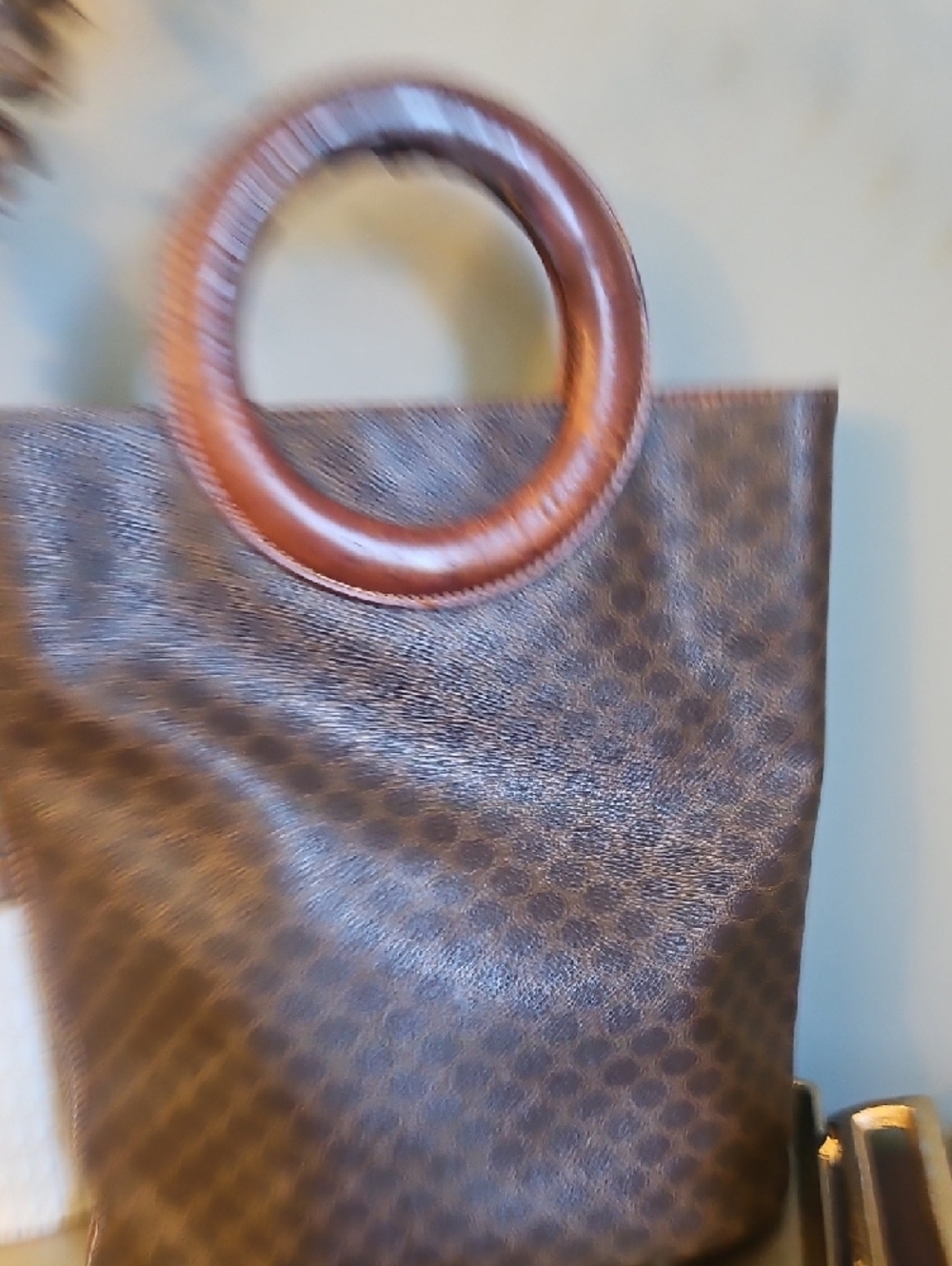 Authentic Celine Brown Patterned Tote Bag with Circular Handles - Picture 3 of 6